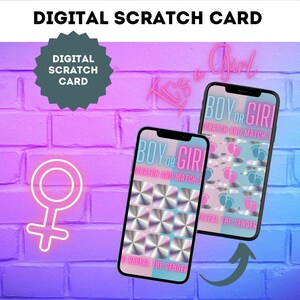 Carte à gratter numérique fille TicTacToe sexe révéler annonce grossesse carte à gratter carte à gratter Email WhatsApp médias sociaux