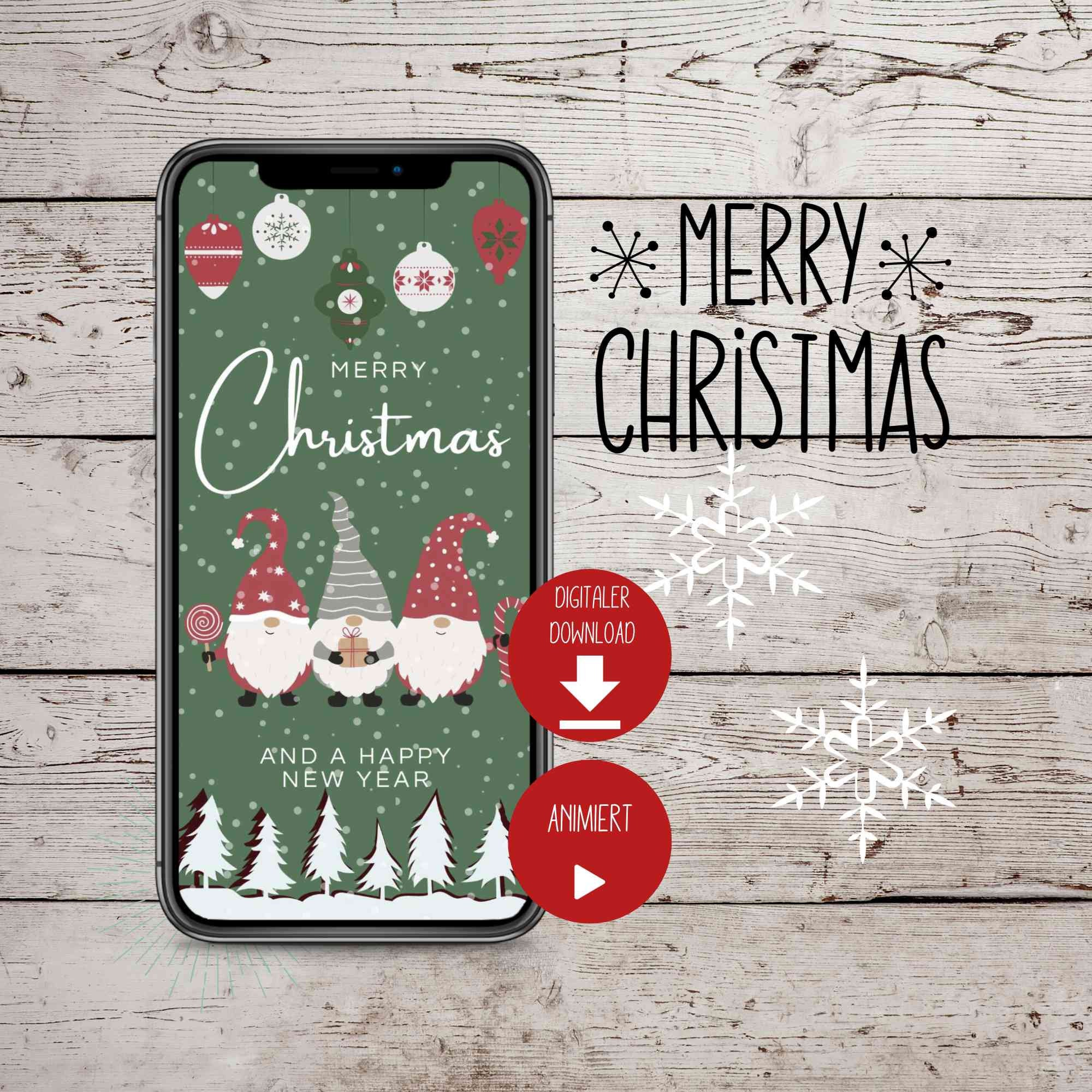 Eカード アニメーションデジタルクリスマスカード グリーティングカード ノーム Instagram、WhatsApp、ソーシャルメディア用 -  Etsy 日本, image size:2000x2000