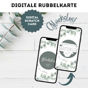 Carte à gratter numérique Bridesmaid Eucalyptus Scratchcard Carte à gratter, ticket porte-bonheur par e-mail WhatsApp Réseaux sociaux