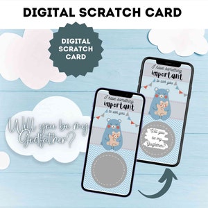 El padrino de las tarjetas rasca y gana digitales, tarjeta rasca y gana como una tarjeta rasca y gana azul para correo electrónico, WhatsApp y redes sociales.
