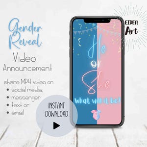 eCard Girl Gender Reveal Video Announcement Ankündigung Schwangerschaft WhatsApp, Text or Email