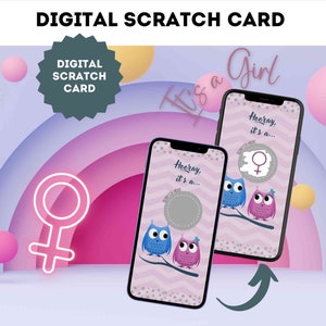Carte à gratter numérique fille sexe révéler annonce grossesse carte à gratter carte à gratter Email WhatsApp médias sociaux