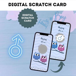 Carte à gratter numérique pour garçon, annonce de révélation du sexe de grossesse, carte à gratter, e-mail, WhatsApp, médias sociaux