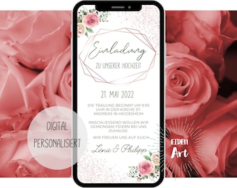 eCard Digitale Einladungskarte zur Hochzeit Einladung Party WhatsApp Karte
