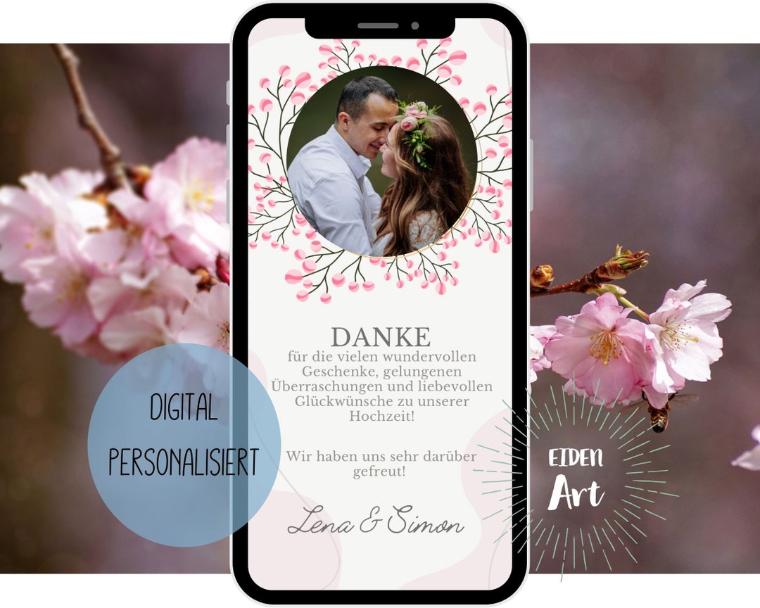 Ecard Digital Acknowledgment Card for Wedding With Photo Thank You ...