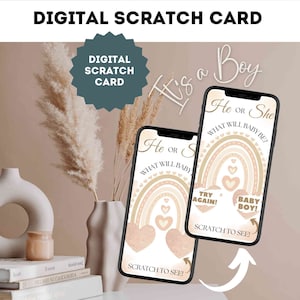 Carte à gratter numérique pour garçon, révélation du sexe, carte à gratter arc-en-ciel Boho, e-mail, WhatsApp, médias sociaux