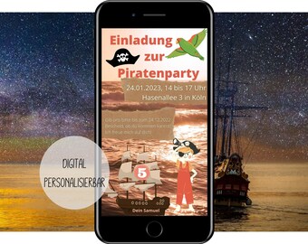 Piratenparty Einladungskarte Digitale Einladung Kindergeburtstag eCard