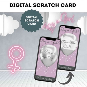 eCard Digital Scratch Card Girl Gender Reveal Game Annonce Grossesse Scratchcard Scratch Card via Instagram, WhatsApp