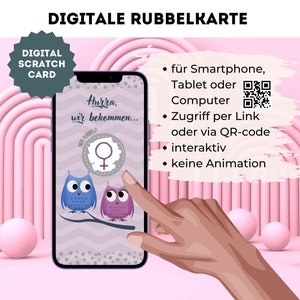 Gender Reveal Puzzle eCard Carte à gratter animée numérique Annonce de fille Carte à gratter de grossesse via Instagram, WhatsApp