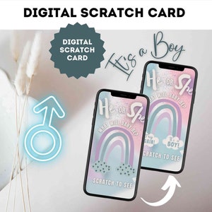 Carte à gratter numérique pour garçon, révélation du sexe, carte à gratter arc-en-ciel, e-mail, WhatsApp, médias sociaux
