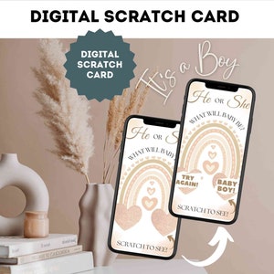 Carte à gratter numérique pour garçon, révélation du sexe, Boho arc-en-ciel, carte à gratter, e-mail, WhatsApp, médias sociaux