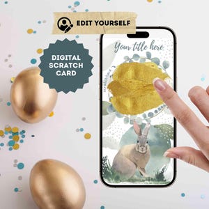 Tarjeta rasca y gana interactiva de Pascua para teléfono, tarjeta digital de Pascua para rascar, sorpresa virtual de Pascua, regalo instantáneo de Pascua