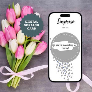 Carte à gratter numérique eCard comme surprise avec un cercle gris et le texte de votre choix, carte à gratter, carte ScratchOff pour WhatsApp, etc.