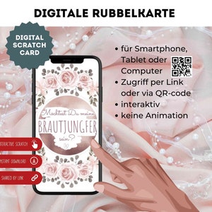 Carte à gratter numérique pour le classique des demoiselles d'honneur avec des roses comme billet à gratter, carte à gratter, billet porte-bonheur par e-mail sur les réseaux sociaux WhatsApp