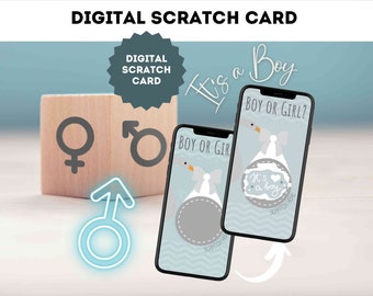eCard Carte à gratter numérique Gender Reveal Boy, carte à gratter avec cigogne pour e-mail, WhatsApp et réseaux sociaux