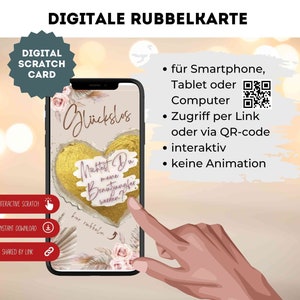 Billet à gratter, carte à gratter numérique pour la demoiselle d'honneur dans un style bohème, carte à gratter, billet porte-bonheur par e-mail WhatsApp sur les réseaux sociaux