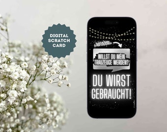 Digitale Rubbelkarte Trauzeuge Scratchcard Rubbellos, Glückslos per Email WhatsApp Social Media