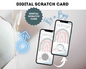 Carte à gratter numérique pour garçon, annonce de révélation du sexe de grossesse, carte à gratter, e-mail, WhatsApp, médias sociaux
