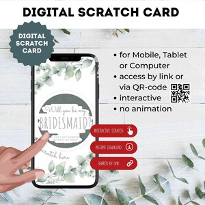 Gratta e vinci digitale damigella d'onore con eucalipto come gratta e vinci, gratta e vinci o gratta e vinci, biglietto fortunato via e-mail WhatsApp social media