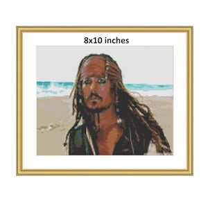 8x10&quot; Captain Jack Sparrow Cross Stitch Pattern | Pirates of the Caribbean | PDF