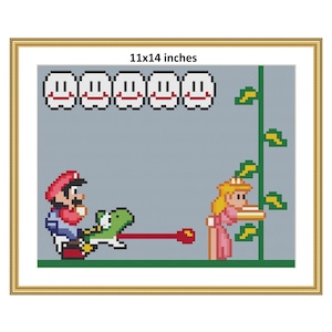 11x14" Princess Peach Striptease Cross Stitch Pattern | Super Mario Brothers | Digital Download | PDF