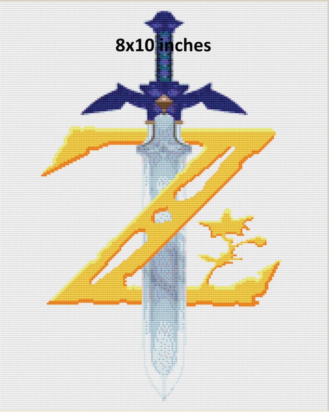 8x10 the Legend of Zelda Master Sword Cross Stitch Pattern Digital ...