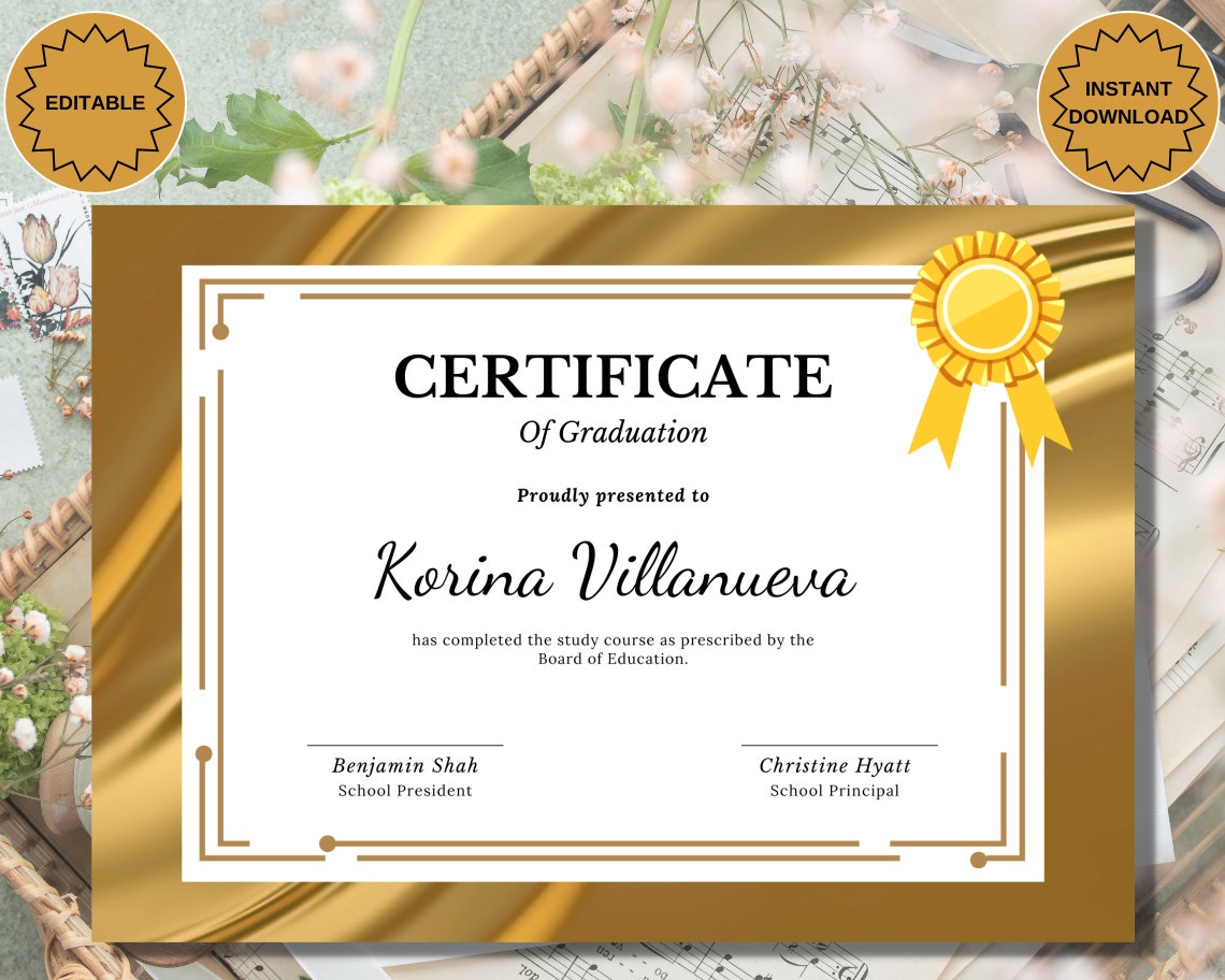Editable Homeschool Diploma Template Printable Homeschool Etsy