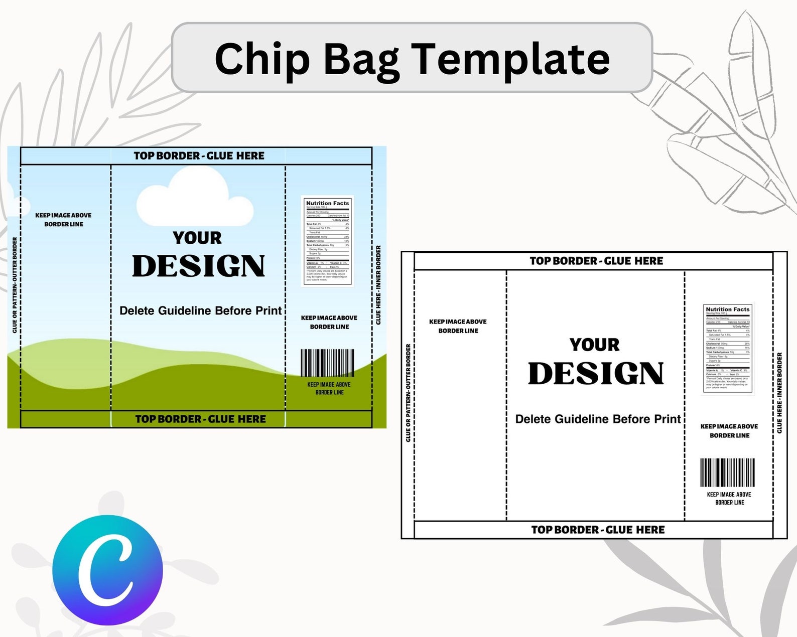 Chip Bag Template Chip Bag Label Blank Chip Bag Editable Etsy