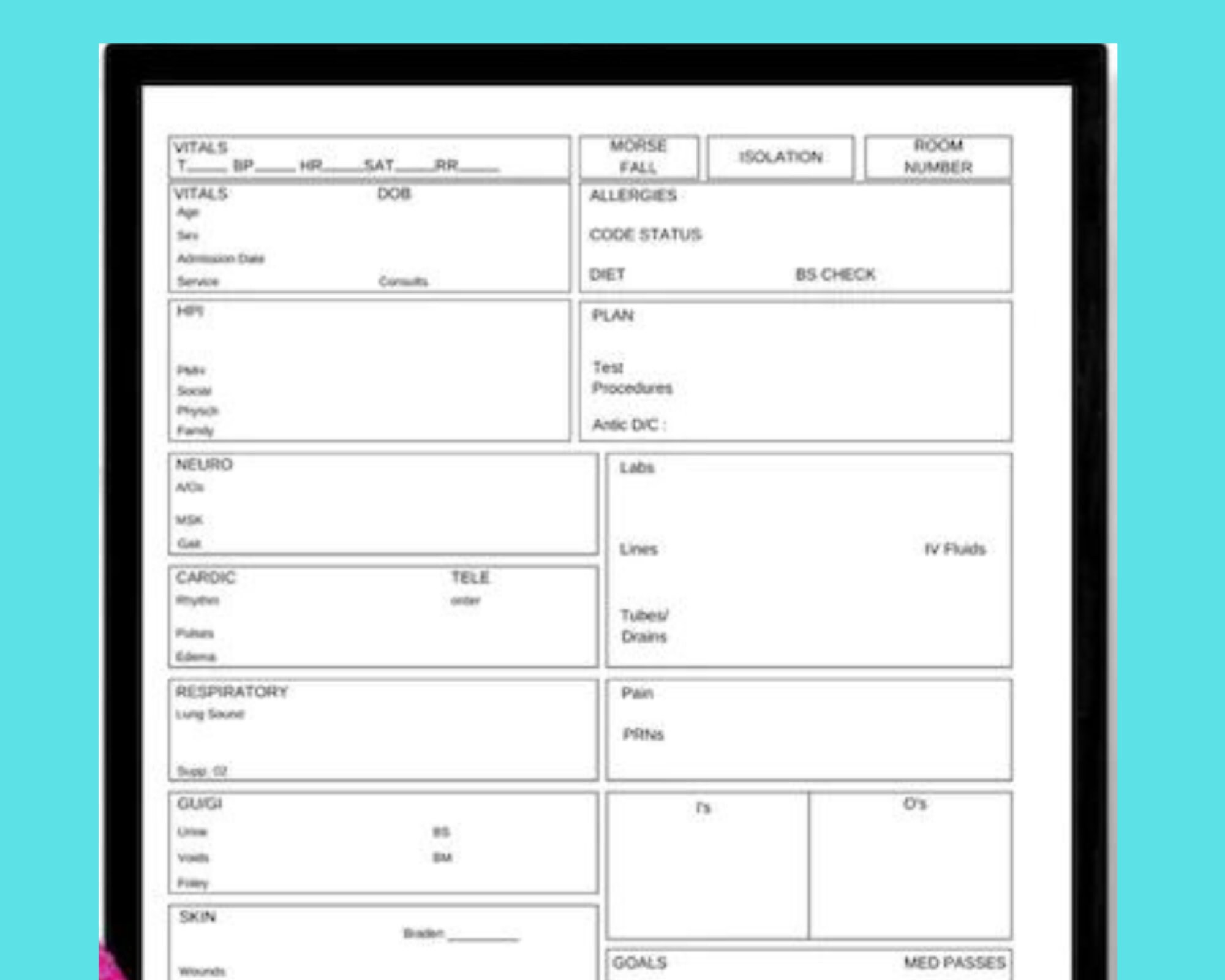 Nurse Report Sheet ICU Report Sheet Nurse Handoff Sheet CNA Etsy Ireland