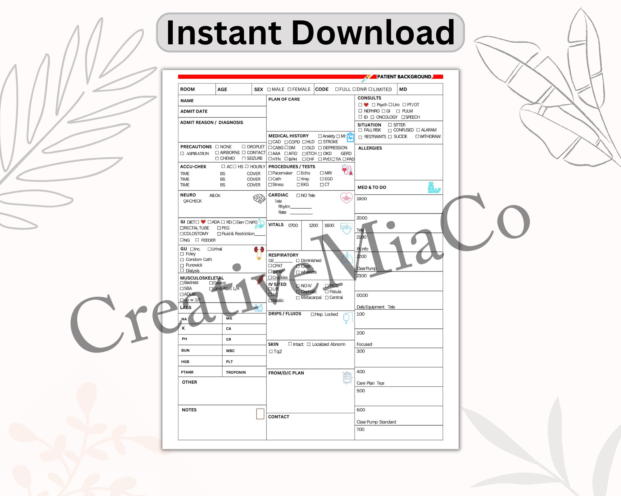 printable-nursing-report-sheet-patient-report-sheet-report-etsy-canada