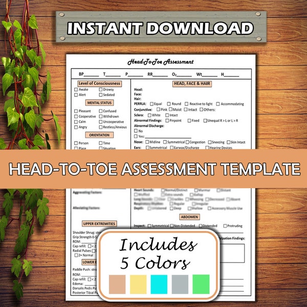 Head to Toe Assessment Template - Etsy