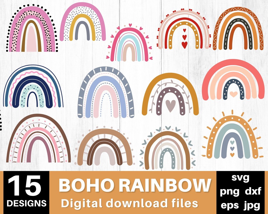 Boho Rainbow Svg Rainbow Clipart Rainbow Svg Pastel Rainbow - Etsy