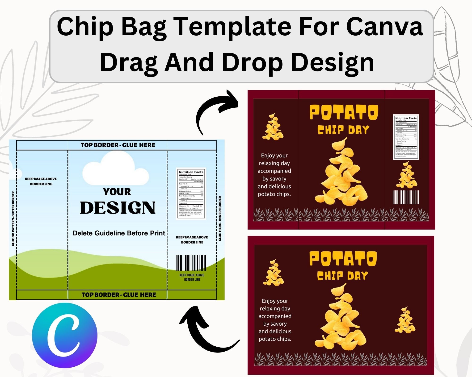 Chip Bag Template Chip Bag Label Blank Chip Bag Editable Etsy