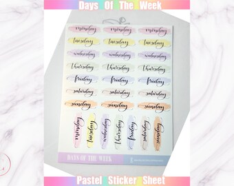 Days of the week sticker sheet | Planner | Journal | monday-sunday stickers | templates | 28 stickers | sticker sheet |