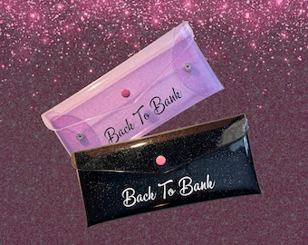 Cash Wallets | Back to bank | Sinking Funds | Money Wallet | Wallet | Cash Envelopes | Black glitter | pink glitter