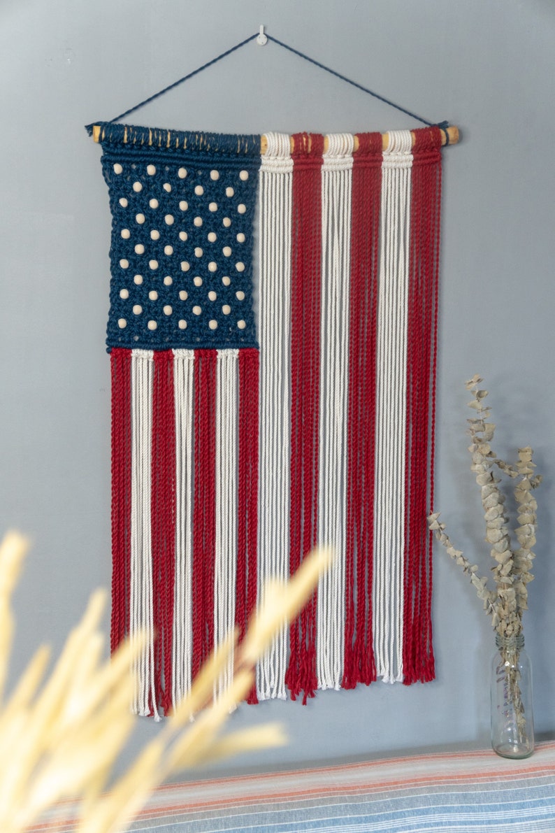 American Flag Macrame Wall/ Macrame America Flag Boho/ Wall Etsy