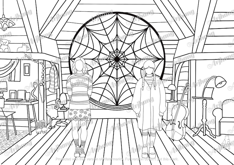 Page de coloriage mercredi Addams feuille de coloriage - Etsy France