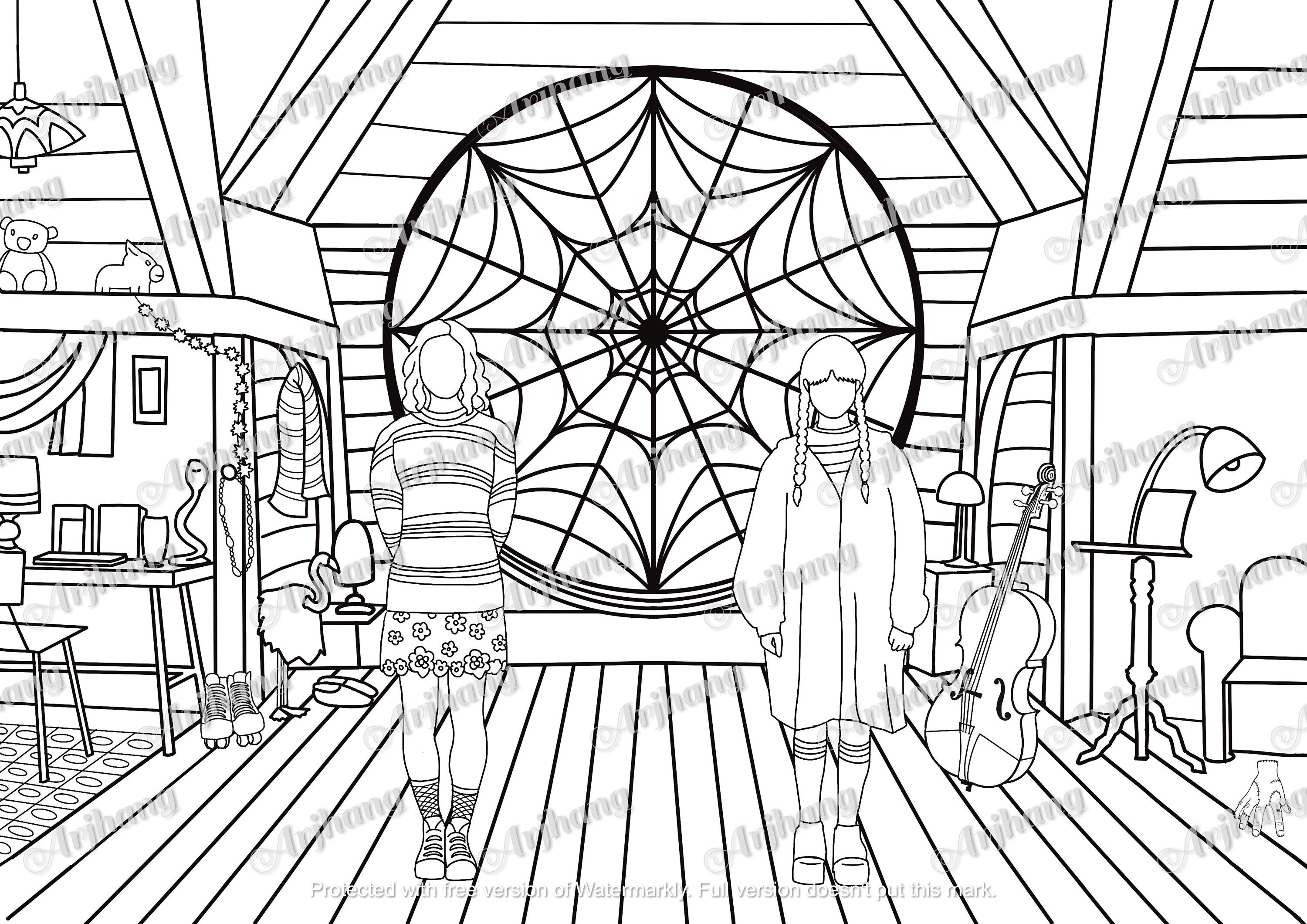 Mercredi Addams Coloriage à Imprimer Page de coloriage mercredi Addams feuille de coloriage - Etsy Canada