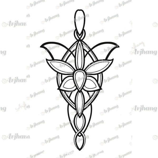 Lord of the Rings Arwen Evenstar Elvish Object, hobbit, lord of the rings necklace,EPS, SVG Vector