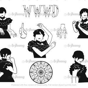 Wednesday Addams bundle, svg,eps, Wednesday Addams dance, dance dance dance with my hands , Wednesday birthday theme, Halloween