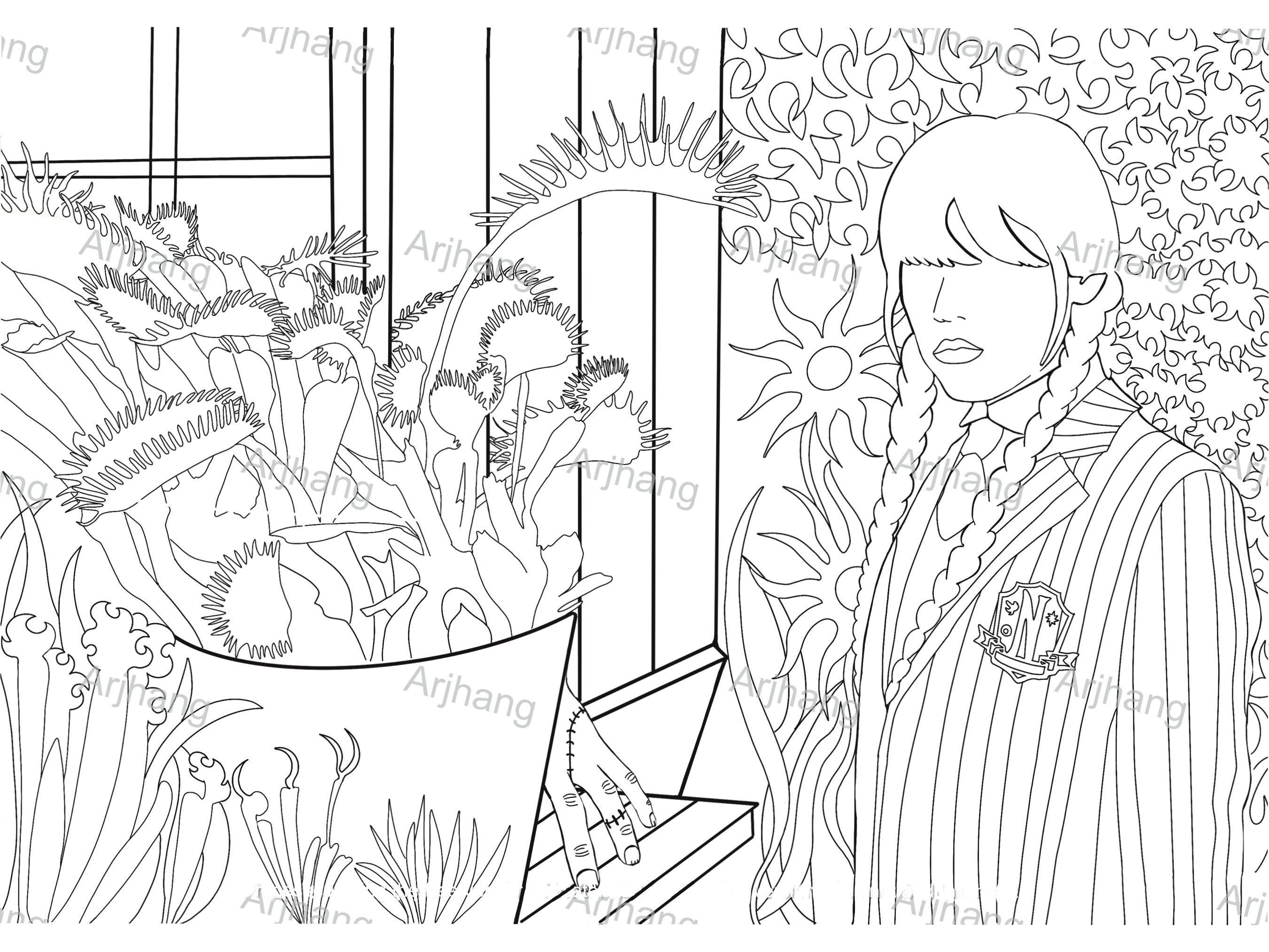 Wednesday Prom Colouring In Wednesday Addams Colouring Page, Wednesday Addams Colouring Sheet ...