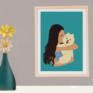 Custom Faceless Pet Portrait, Pet Portrait Faceless Art, Digital Faceless Illustration, Custom Pet Painting, Pet&Owner Art Faceless Print