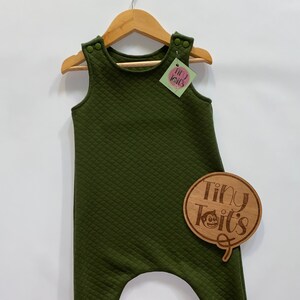 Cargo Green Dark Sage Toddler Diamond Quilted Knit Romper Jumpsuit  Size 2