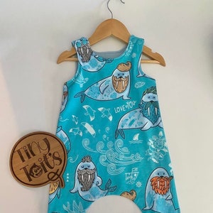 Walrus Blue Magical Mythical Baby Toddler Romper Jumpsuit size 0-3 months