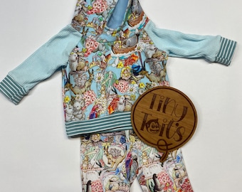 May Gibbs Gum Nut Baby Australian Wattle Koala Kangaroo Floral Matching Hoodie and Flare Pants