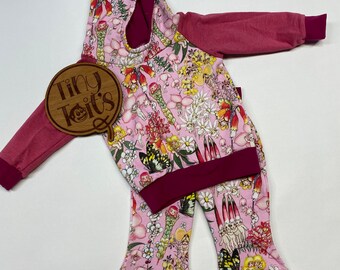 May Gibbs Gum Nut Baby Australian Blossom Butterfly Floral Matching Hoodie and Flare Pants