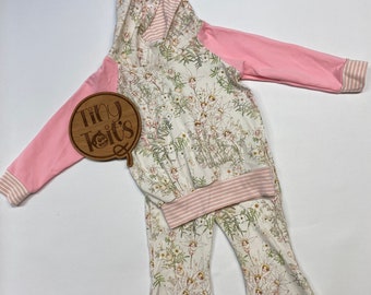 May Gibbs Gum Nut Baby Australian Blossom Butterfly Floral Matching Hoodie and Flare Pants