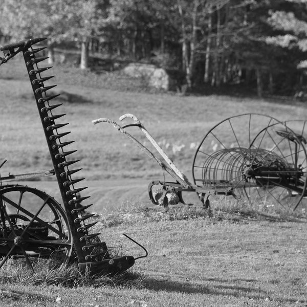 tractor photos farm prints photos of antique farm equipment black and white prints Maine art photography country decor canvas 8x10 5x7