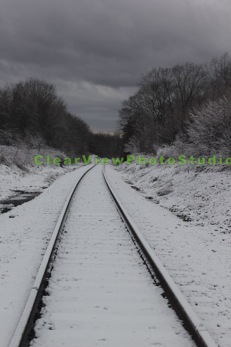 Digital Download Print of Train Tracks Railroad Printable Art Black and