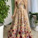 Beige 3D Flowers Floor Length Formal Dress Colourful Floral Appliqué Tulle Fairycore A-Line Ball Gown Prom Dresses Cottagecore Whimsical